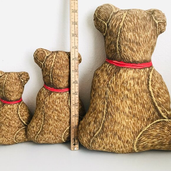 Trio Teddy Bear Pillows Stuffed Animals Cut N Sew Cranston Plush Set of Three 3 - Picture 4 of 7